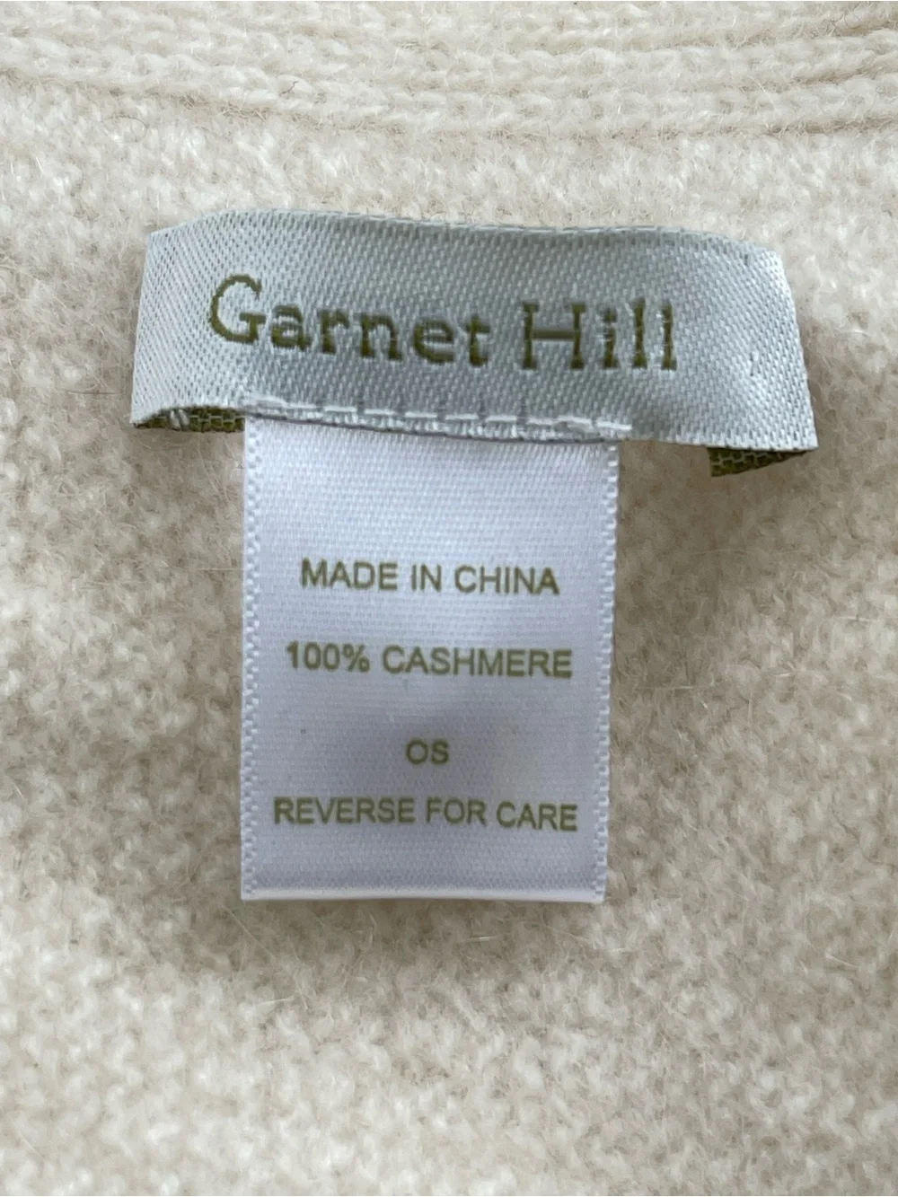 Garnet Hill 100% Cashmere Bisque White Knit Scarf Wrap 10”x70”